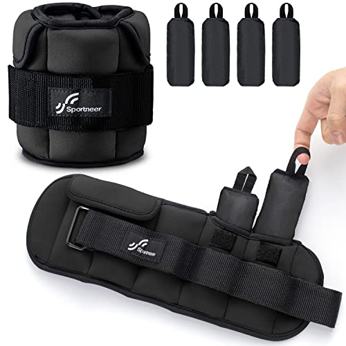 Sportneer Verstellbare Knöchelgewichte: Verbesserte Verstellbare Beingewichte, Gewichtsmanschetten Gewichte für Fitnessstudio, Fitness, Workout, 0,5–2,3 kg pro Knöchel, 0,9-4,5 kg pro Paar
