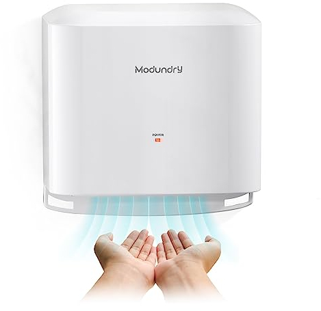Modundry Automatischer Elektrischer Händetrockner für Wandmontage, Kompakter Händetrockner für Gewerbliche und Heimgebrauch (Weiß)