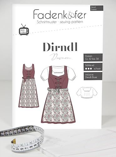 Patrón de corte de papel tirolés para mujer, incluye blusa