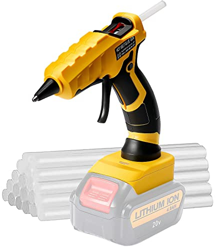 Schnurlose Heißklebepistole für Dewalt, Geeignet für Dewalt 18/20 V Max Ionen-Akku, 30 Schnelles Vorheizen der Incanpistole mit 30 Stück Klebestiften (7 x 150 mm) (nur Werkzeug)