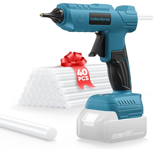 18V 200W Heißklebepistole für Makita Akku, Kabellos mit 40x11mm Klebestick, Schnelles Aufheizen, An/Aus-Funktion für DIY, Basteln, Haus (Kein Akku)