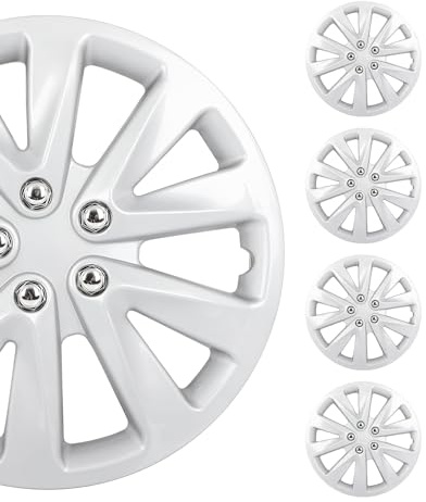 SCITOO 4-Pack 15 Wheel Covers -Silver/Chrome Wheel Rim Cover Hubcaps OEM Style Replacement Snap On Car Truck SUV Hub Cap - 15 Inch Set