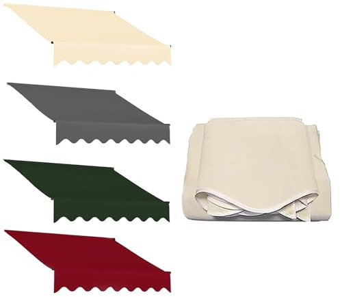 Manuelle Markise, 3 m, grün, Terrassenüberdachung, Sonnenschutz, Unterschlupf, Outdoor, Garten, DIY-Pavillon, Stoff in mehreren Farben und Größen, manuelle Markise ohne Rahmen (4 x 2 m, grau)