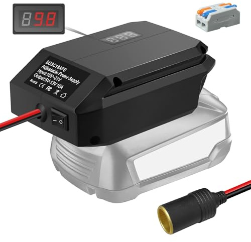 18V Zu 12V Step Down Konverter für Bosch 18V PBA Home and Garden Lithium Ionen Batterie Angetrieben Stromradadapter, DIY Konverter mit 5V-13V Max Ausgabe 10A Zigarette Leichter Stecker für Autogeräte