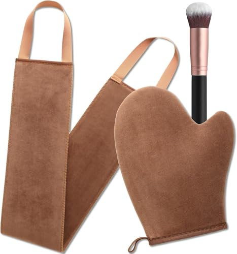 Selbstbräuner Handschuh Kit - 3 Pack Handschuh Selbstbräuner Bräunungshandschuh für Selbstbräuner Enthält Self Tan Handschuh Eincremehilfe für Rücken Rückseitenapplikator und Selbstbräuner Pinsel
