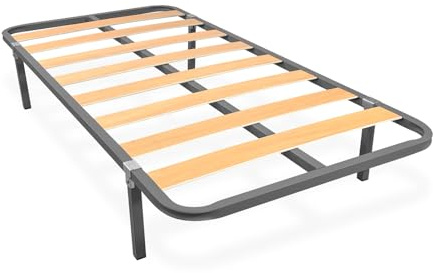 amuéblate online - Somier de Láminas Estructura 30x30mm con Patas, Tubo Acero 30 x 30 mm, Pintura Epoxi Gris, 90x200