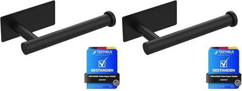 Ibergrif MK34052B Portarrollos Baño para Papel Higiénico, Portarrollos Baño Autoadhesivo, Soporte Colgador, Acero Inoxidable, Negro (Paquete de 2)