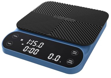 Maestri House Báscula de café S3 con temporizador, báscula digital recargable de 3 kg/0,1 g, 3 modos de preparación, relaciones ajustables y pantalla de caudal, grado barista para verter, espresso