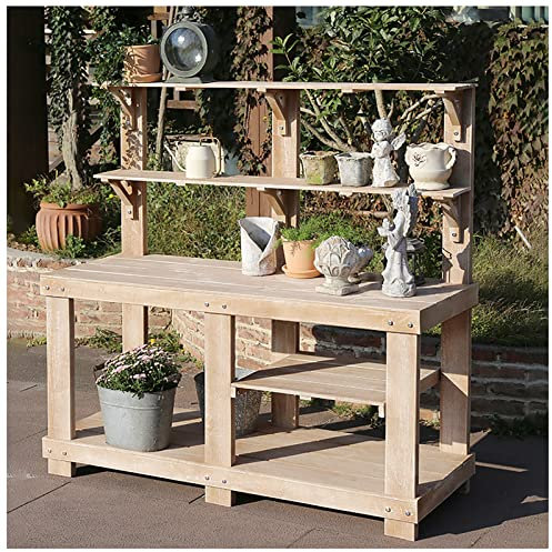 Outdoor Potting Bench - Garden Work Station Table with Storage Shelf for Patio, Porch, Greenhouse, Backyard, and Balcony