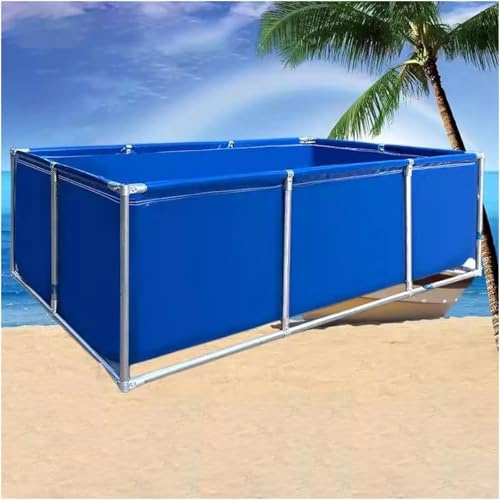 DECAKE Piscina Plegable, Estanque Temporal para Peces, Estanque prefabricado, Cisterna para acuicultura, Tanque para Peces al Aire Libre, Estanque Grande, Piscina con Estructura, almacena