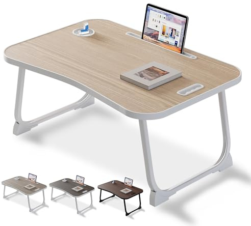 Scrivania Letto per Laptop - Vassoio per Colazione, Scrittura e Lettura su Letto, Divano, Casa e Ufficio (Wood)