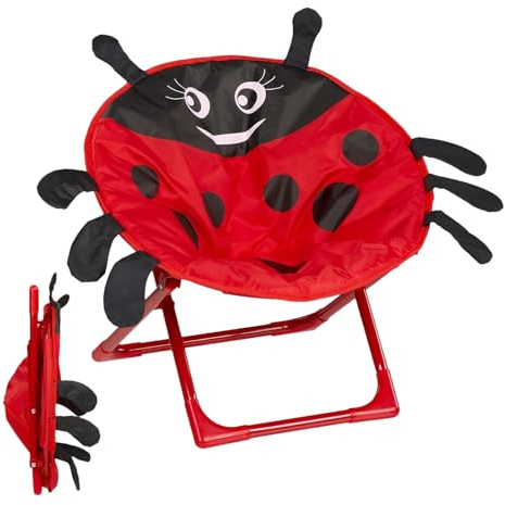 Genérico Sedie per bambini pieghevoli - Sedia per bambini pieghevole da campeggio con design a coccinella, sedile impermeabile con schienale per spiaggia escursioni giardino
