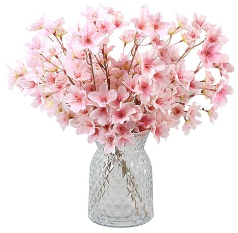 FOSDICK 4 Bouquet de Fleurs Artificielles, Rose Bouquet de Fleur Artificielle, Faux bouquet de Fleur en Tissu, Fleurs de Pêcher Artificielles Deco pour Mariage, Centre de Table, Maison, Salon, Chambre