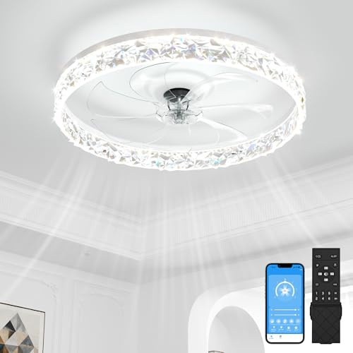 VOLISUN Takfläkt med lampor och fjärrkontroll, 50 cm, smart LED-takfläkt, modern 6-växlad, 3 000 K dimbar, tyst fläkt för tak