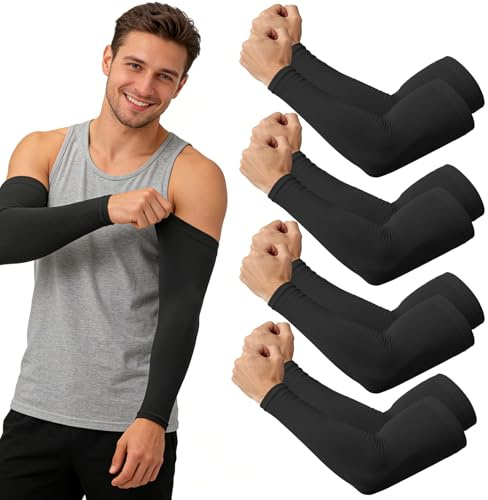 4 Pairs UV Arm Sleeves, Cooling Compression, Tattoo Cover Up, UPF 50+