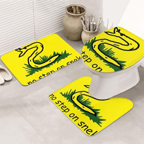 Juego De 3 Alfombrillas De Baño No Pisar Serpientes Amarillas Juego De Alfombrillas De Baño Decorar Absorbentes Alfombras De Cama, para Dormitorio, Cocina, Bathroom