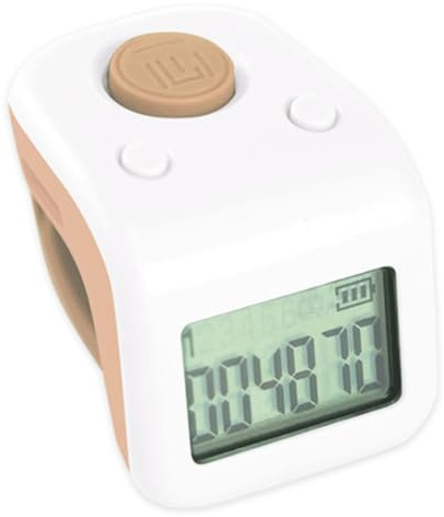 Temeemeg Compteur de Doigts à mémoire de 6 canaux, Compteur Tours Rechargeable pour la Natation, clics, Anneau avec veilleuse Violet