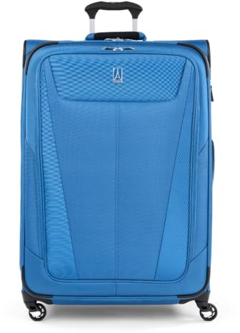 Travelpro Maxlite 5 Softside 2-teiliges Set, erweiterbares Handgepäck mit 4 Spinnrädern/weicher Untersitz-Tragetasche, Leichter Koffer, für Damen und Herren, Blau (Azure Blue), Checked-Large 29-Inch,