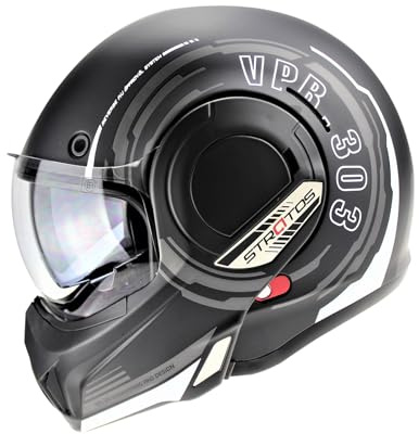 VPR F242 P/J Reverse Flip-Up Motorcycle Helmet - Double Visor Modular Jet Crash Helmet for Racing Sports Touring - Road Legal ECE 22.06 Approved Motorbike Helmets - XS