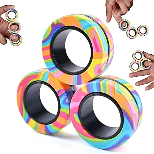 Yeefunjoy Anneaux magnétiques Fidget Toy, Idea ADHD Fidget Toys, Adult Fidget Magnets Ring Toys for Anxiety Relief Therapy, Fidget Pack Great Gift for Adults Teens Kids