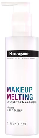 Neutrogena Makeup Melting Refreshing Jelly Cleanser, 7% Emollient-Vitamin Complex, Gentle Face & Eye Makeup Remover to Melt Stubborn Makeup, Cleanse & Condition Skin, Oil-Free, 6.3 fl. oz