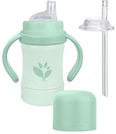 Green Sprouts - Sprout ware plant-plast näbb och halmkopp 177 ml – Sage