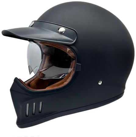 Casques Intégraux Vintage avec Visière, Casque De Moto Cross Homologué ECE, Casque De Moto Jet, Casque Moto Ouvert De Moto pour Homme Femme, Adulte Face Ouverte Demi Helmets C,M