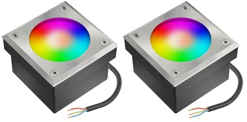 ledscom.de 2x LED gatsten NEOLUM för utomhusbruk, IP67, kantig, 10 x10cm, inkl. GX53 RGB-lampa, 670lm, Smart Home