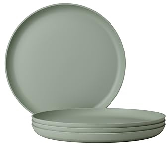 Mepal Silueta Middagstallrikar, 4-Pack, Tål Diskmaskin Och Mikrovågsugn, Plasttallriksservis, 26 Cm, Ljusgrön, Nordic Sage