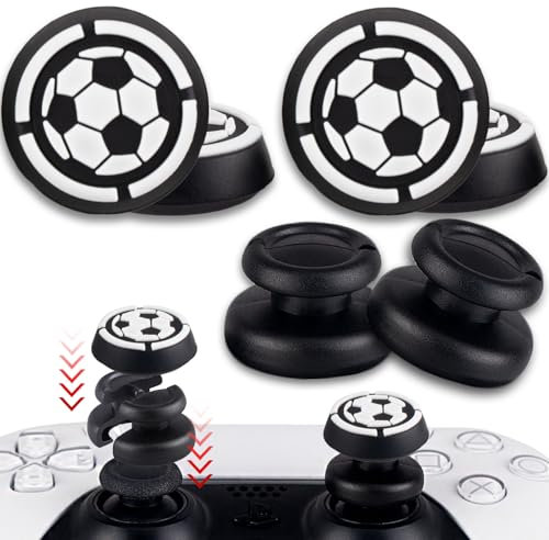 PlayRealm 2 extensores de pulgar que no se caen y 4 agarres para el pulgar para mando de PS5 y PS4 (fútbol)
