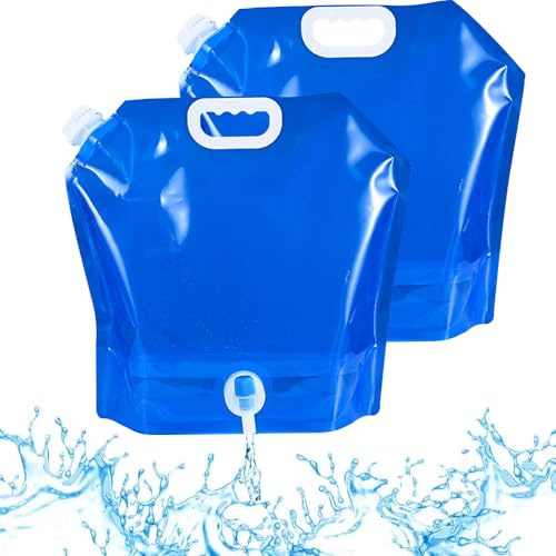 2 Packs Camping Water Containers, 10L Portable Water Storage Bags with Tap | Collapsible Water Container, Car Water Carrier Container, Outdoor Folding Water Bags for Sport Camping Hiking Picnic BBQ
