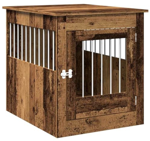 vidaXL Jaula para Perros Madera ingeniería Madera Vieja 64,5x80x71 cm, caseta para Perros, Refugio para Perros, Jaula para Mascotas, Perrera