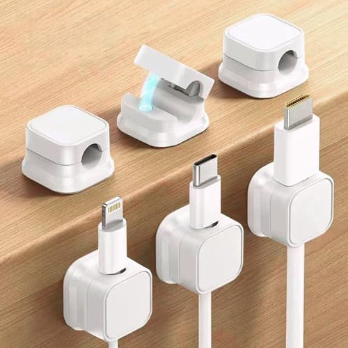 NICECONE 6 Pack Magnetic Cord Organizer, Easy Open Strong Adhesive Phone Charging Cords Wire Holder Cable Clips Under Desk Keeper Organizer for Organizing Desk,Nightstand,Wall and Car
