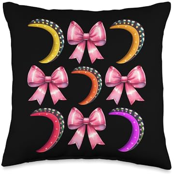 Coquette Bow Boomerang Throwing Mothers Day Ribbon Mom Girl Throw Pillow