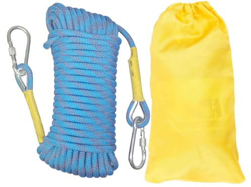 Gangying Kletterseil 8mm Outdoor Seil Statisches Kletterseil 5m Feuerrettungs-Fallschirm-Seil Geflecht Nylon Seil mit 2 Stahlhaken für Wandern Outdoor Bergsteigen Sport Camping