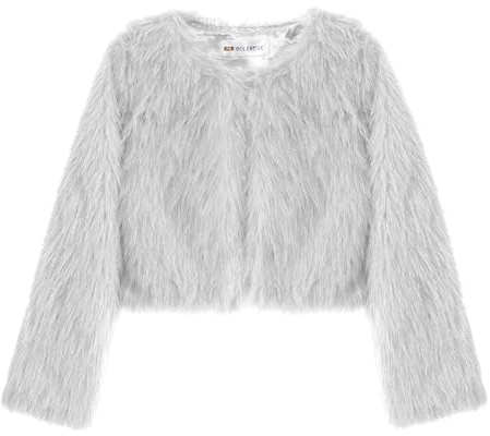Bolerose Girls Faux Fur Bolero Jacket | Satin Lining, Concealed Fastening, Long Sleeves, Cropped Length, Lightweight Warmth, Ages 3-10