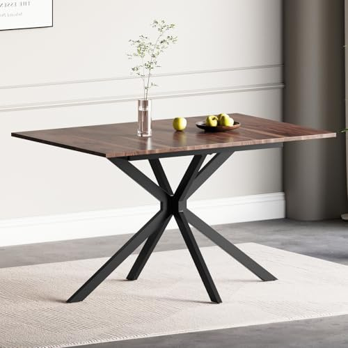 Luxstein Extendable Dining Table,120-160 cm Wood Grain Rectangular Kitchen Table for Dining Room, Kitchen,Restaurant
