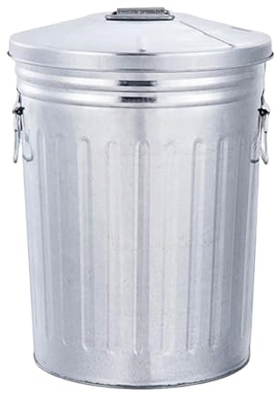 Ronyme Cubo de Basura metálico para Exterior de 8 l con Tapa hermética, Multifuncional, para macetas, rústico, Redondo, con Dos Asas.