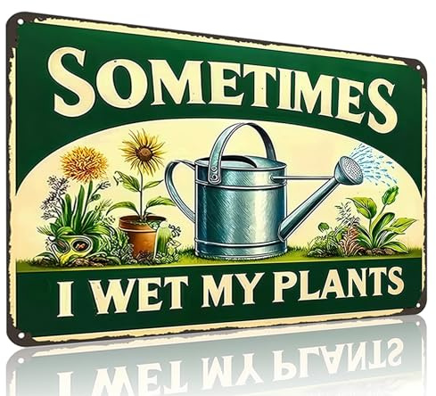 Funnysign Garden Gifts Sometimes I Wet My Plants Vintage Gardening Tin Sign for Home Garden Patio Greenhouse Yard Decor 8 X 12 Inch (3840)