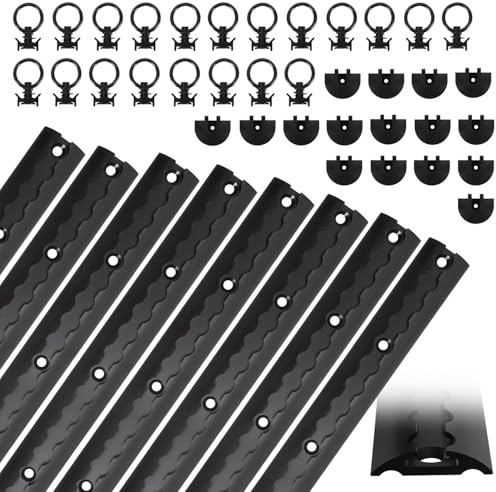 8 x 1 m de rail d'arrimage en aluminium Jaxguom, forme demi-circulaire avec trous, rail d'arrimage anodisé avec 20 œillets de serrage et 16 embouts, pour la fixation des charges sur les remorques, les