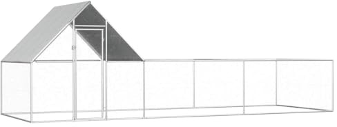 Mhdvray Pollaio, 6 x 2 x 2 m, in acciaio zincato, grande beccuccio per pollo, con copertura del tetto, per polli, anatre e oche, stabile recinto per polli per esterni
