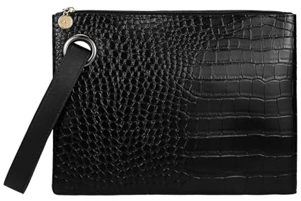 FuninCrea PU Leather Wristlet Clutch Bag for Women, Large Women's Clutch Purse with Wide Wrist Strap & Zipper, Multi-Occasion Wristlet Evening Bag Handbag for Party Wedding Shopping