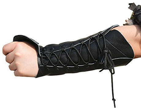 Nachvorn Handmade Leather Arm Guard Bow Hand Shooting Glove Black