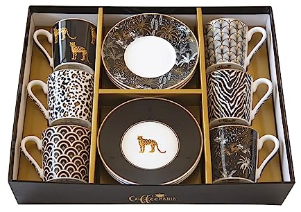 Easy Life Espresso-Set SAVA 6X Espressotassenr Kaffee Tassen mit Untertassen aus Porzellan, 100 ml inkl. Geschenk-Box