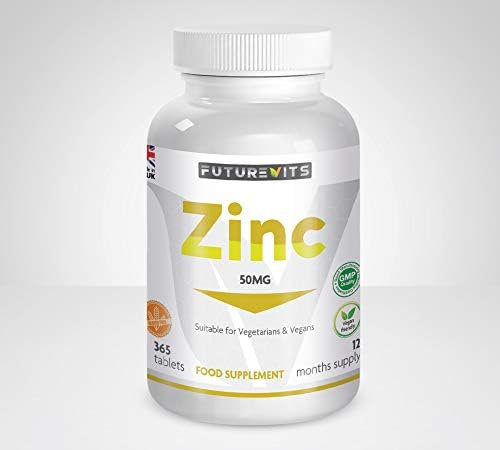 Zinc 50mg | 365 Tablets 1 Easy to Swallow Zinc Gluconate Tablet a Day (12 Month's Supply) Allergen Free High Strength Made in UK Futurevits