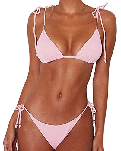 CheChury Mujer Bikini de Lazo Lateral Push Up Traje de Baño de Dos Piezas Triángulo de la Parte Inferior Descarada Sexy Bikinis Brasileño
