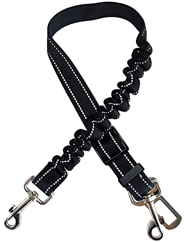 Hunde Sicherheitsgurt für Auto, 3-in-1 Verstellbarer Sicherheitsgeschirr mit Elastischer Ruckdämpfung und Starke Karabiner, Hundegurt für alle Hunderassen & Autotypen