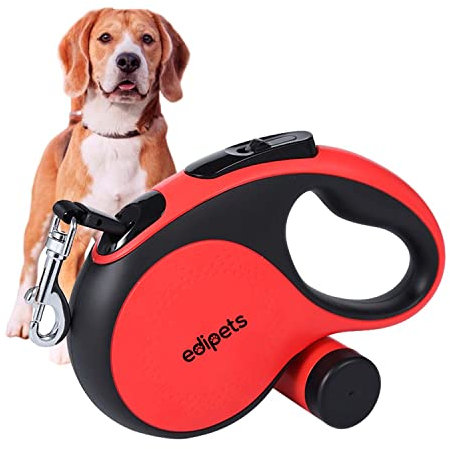 Edipets, Guinzaglio per Cani Allungabile, Retrattile, 5 e 8 Metri, Guinzaglio Flessibile per Addestramento e Passeggiate, per Cani Piccoli, Medi e Grandi (5 Metri, Rosso)