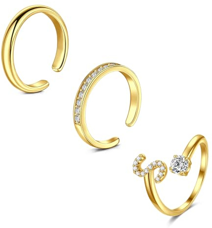 Mayhoop tåringar för kvinnor justerbara öppna tåringar silver guld svans ring fingerringar knogring, Metall