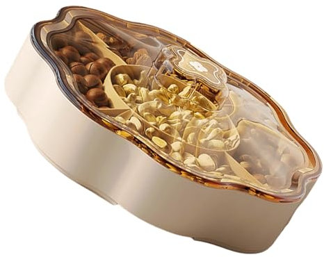 Contenedor de dulces de plástico con tapa, dispensador de caramelos a prueba de humedad, 5 compartimentos, caja de almacenamiento de frutas secas, decoración del hogar